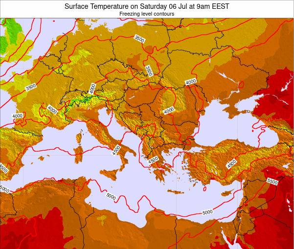 Greece Surface Temperature on Sunday 22 Sep at 3am EEST