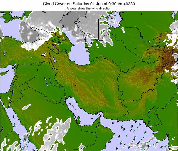 Iran Cloud Cover on Saturday 20 Oct at 9pm Tehran time map