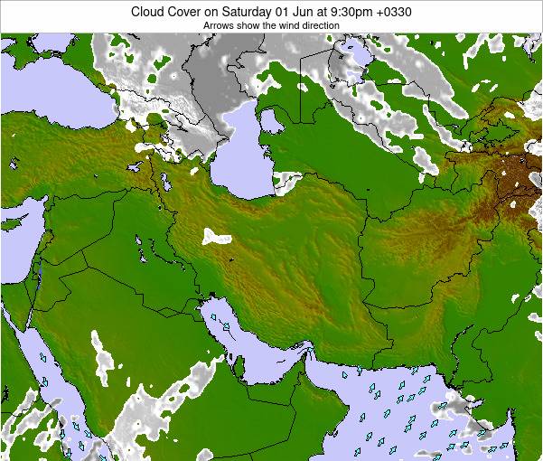 Iran Cloud Cover on Sunday 21 Oct at 9am Tehran time map