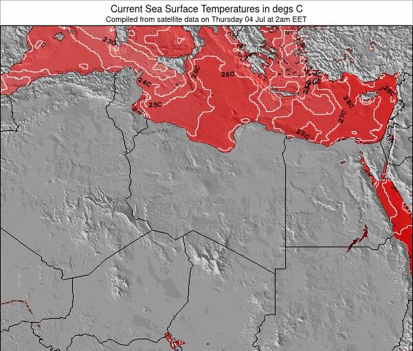 map of morocco and libya. Libya Sea Surface Temperatures