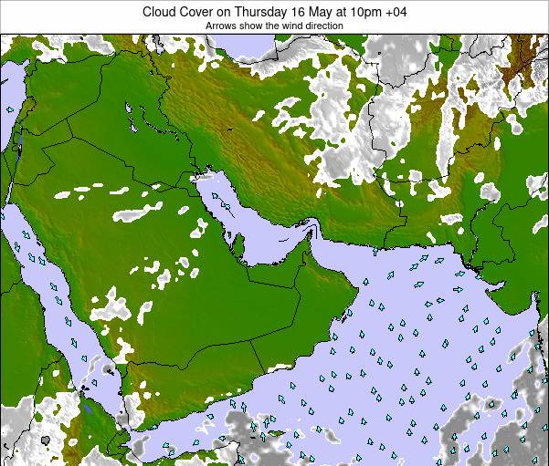 United Arab Emirates Cloud Cover on Wednesday 14 May at 4am GST