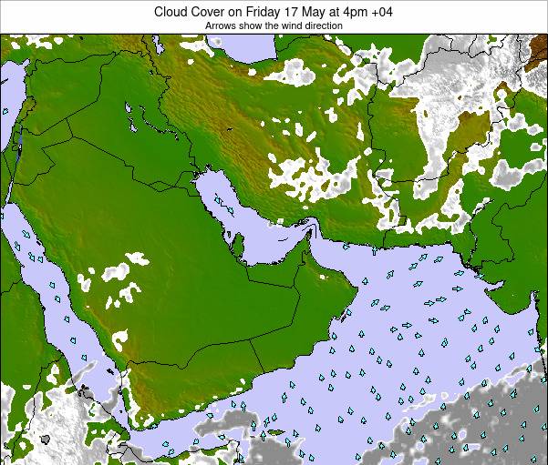 United Arab Emirates Cloud Cover on Wednesday 14 May at 10pm GST