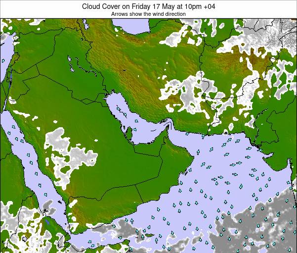 United Arab Emirates Cloud Cover on Thursday 15 May at 4am GST