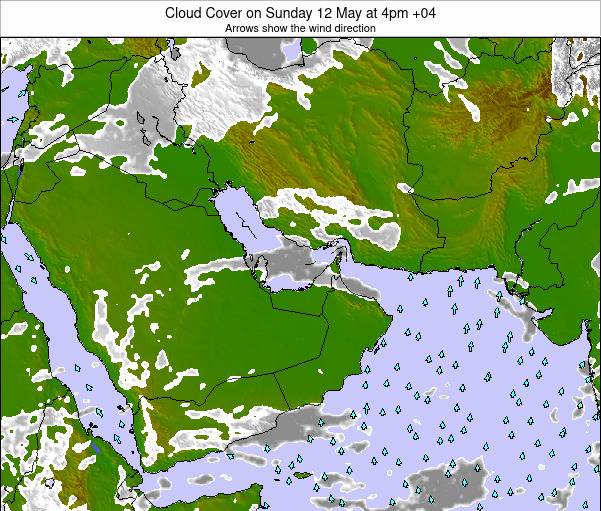 United Arab Emirates Cloud Cover on Friday 09 May at 4am GST