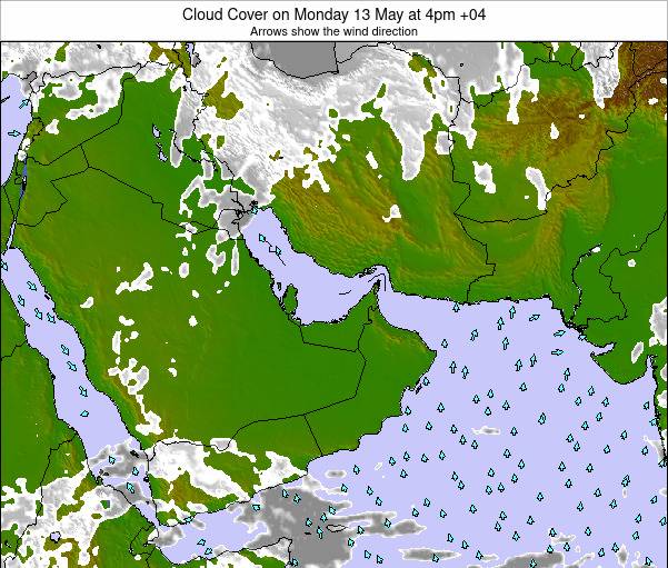 United Arab Emirates Cloud Cover on Saturday 10 May at 10pm GST