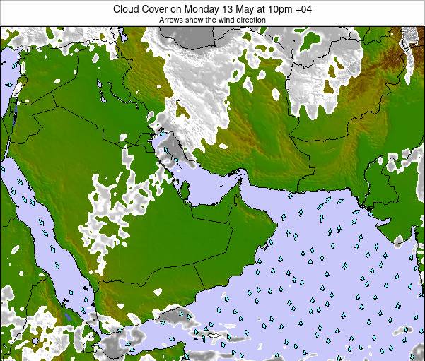 United Arab Emirates Cloud Cover on Sunday 11 May at 4am GST