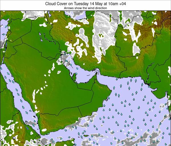 United Arab Emirates Cloud Cover on Sunday 11 May at 4pm GST